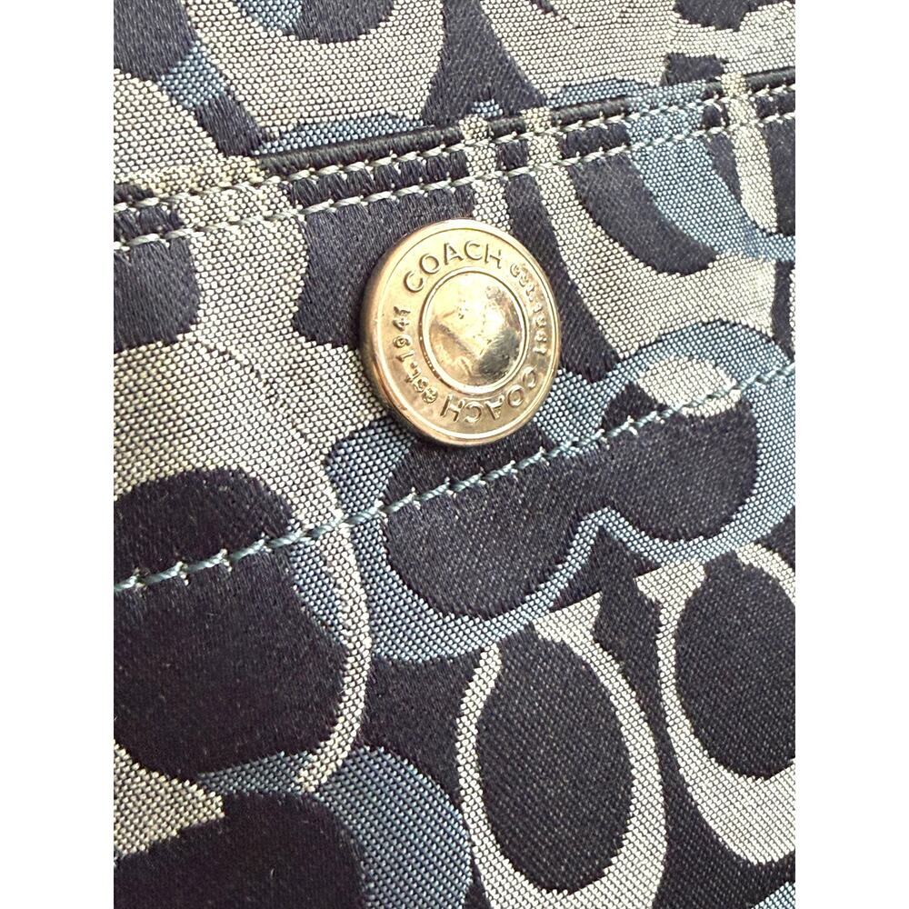 Coach Op Art Signature Blue Crossbody Bag Teal Trim Zip Top Adjustable Strap Y2K - Picture 10 of 11